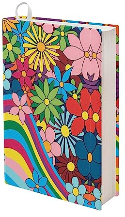 Jndtueit 70er Jahre Wirbel-Buchhülle, Hippie-Blume, Hardcover, Notizbücher, Bucheinband, Groovy Floral Hippy Daisy für Liebhaber, Lehrer, Erwachsene