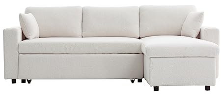 LOUNGITUDE - Sofá esquinero Reversible Convertible en Tejido rizos con Maletero - 3 plazas