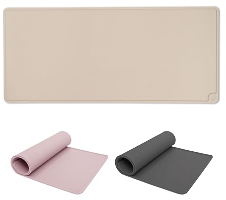 LucyBalu® Tapis de gamelle pour Chat | Tapis pour gamelle de Chat | Tapis d'alimentation en Silicone antidérapant | Set de Table rectangulaire pour Chat | Tapis de Bol pour Chat | XL Taupe