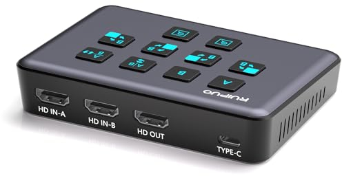RuiPuo HDMI Live Stream Switcher, 4K 60HZ Video Capture Card USB c HDMI to USB 3.0 Video Capture for Streaming,Podcasting,Compatible with PS5,PS4/Pro,Xbox Series X/S,Xbox One X/S,OBS