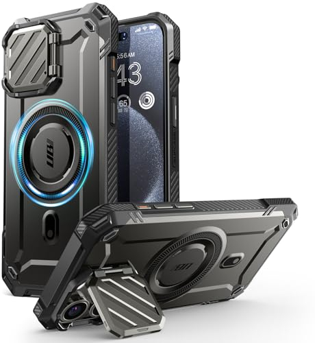 SUPCASE UB Mag XT für iPhone 14 / iPhone 13 Hülle mit Kameraschutz, Robust Handyhülle Bumper Case Schutzhülle Kompatibel mit MagSafe mit Ständer (Schwarz)