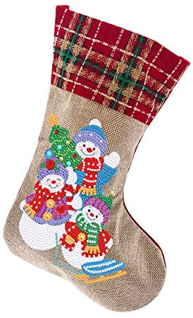 Demiawaking DIY 5D Diamant Malerei Weihnachtsstrumpf Weihnachtssocken Diamond Painting Socke Stickerei Weihnachtsdeko Geschenk Tasche Handwerk Party Deko Geschenk (M)