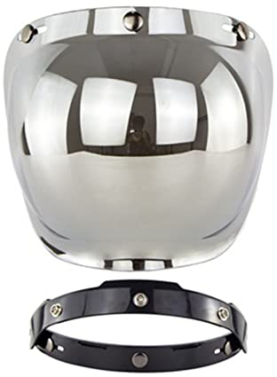 Visière à Bulles pour Casque de Moto, Pare-brise à 3 Boutons-pression avec Cadre pour Casques à Trois Boutons