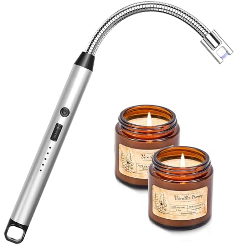 Lichtbogen Feuerzeug Stabfeuerzeug USB Aufladbares Elektronisches Feuerzeug Winddichte Lang Feuerzeug mit Flexibler Hals Flammenlose Kerzenanzünder für Grill Camping Gasherde Kerzen