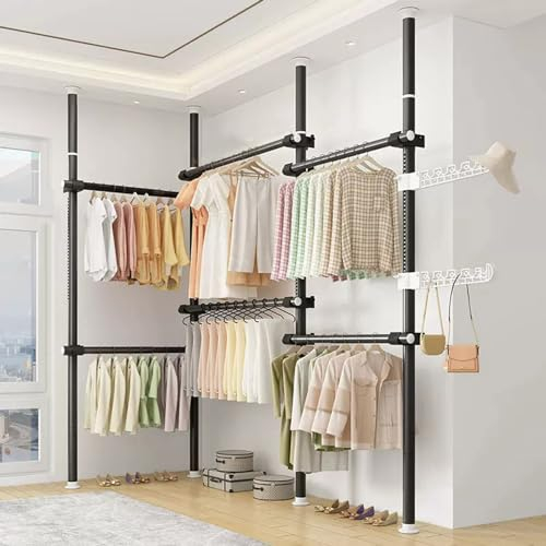Teleskopstange Kleiderständer Garderobenständer Teleskop Garderoben System Verstellbares Regalsystem für den Heim- und Bekleidungsgeschäft, B (78-125) x H (110-310) cm