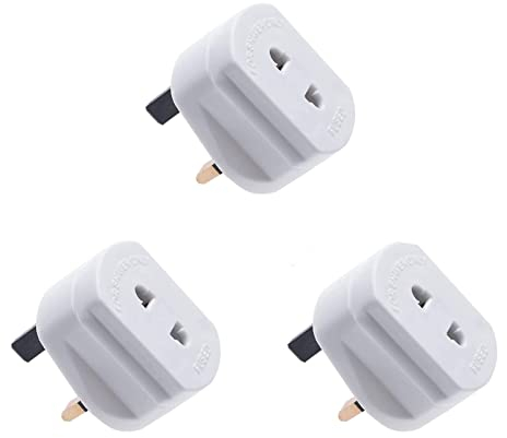 Pack of 3 Shaver Adaptor Plug UK Charger Adapter, 2 Pin To 3 Pin EU/US to UK Plug Adaptor, Electric Toothbrush Bathroom Socket Adapter Plug UK, EU 2 Pin To UK 3 Pin Adaptor Plug Converter