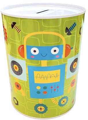 BLUECHOLON Originale Spardosen für Kinder, Spardose für Kinder, groß XXL (16 x 12, grüner Roboter)