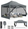 COBIZI Pavillon 3x4,5,Faltpavillon 3x4,5 Wasserdicht Stabil,Pavillon Faltbar Anti-UV mit Mesh-Seitenwände,Pavillion für Camping Events, Partyzelt Gartenzelt mit Tragetasche(3 mal 4,5m Grau)