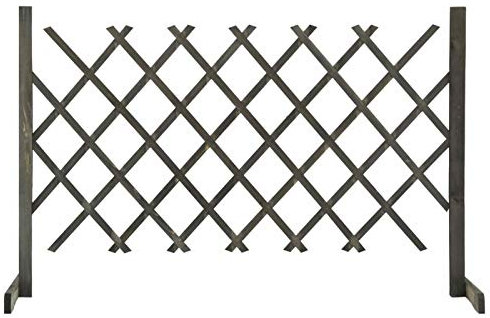 Sufrk Enrejado de jardín gris 120 x 90 cm de abeto macizo, celosía extensible, rejilla reticulada de madera natural para soporte de pared de flores plantas trepadoras para balcón jardín tierra