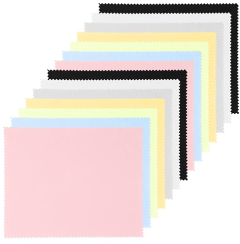 Lot de 14 Chiffon à Lunettes de Vue, 15x18cm Essuie Lunettes de Vue, Multicolore Lingettes Lunettes, Chiffons de Nettoyage en Microfibre pour Lunettes Téléviseur Écrans Tablettes Téléphones Caméras