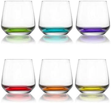 Acense Coral Base Tumbler Glasses Set (Pack of 6) – 345ml Stylish Whiskey, Juice, and Cocktail Drinking Glasses