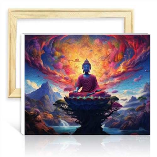 TANGFEIY Kits de peinture à l'huile Gautama Bouddha DIY Peinture par numéros Acrylique Numéro avec pinceaux Art Peinture par numéros pour adultes DIY Cadre (30x40cm)