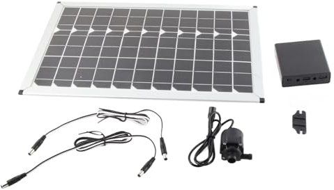 Mavaol Pompa per fontana solare 800L H, Pompa per acqua ad alte prestazioni, Batteria di riserva per giornate nuvolose, Pompa ad energia solare per giardino, laghetto e piscina