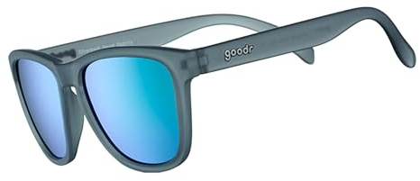 goodr Silverback Squat Mobility Polarisierte Sonnenbrille für Damen und Herren, mittelgroß (OG), dunkelgrauer durchscheinender Rahmen mit hellgrünen verspiegelten reflektierenden Gläsern, UV400-Schutz
