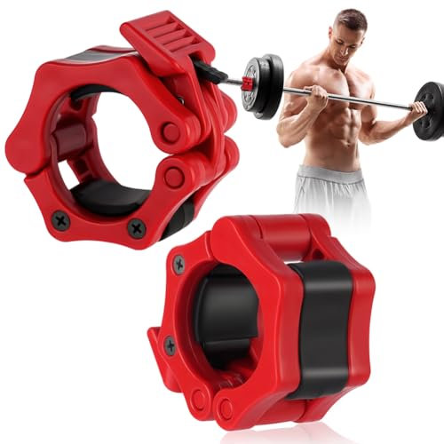 flintronic 2PCS Abrazaderas de Barra Olímpica, Abrazaderas de Barra de Liberación Rápida de 50 mm, Pinzas para Levantamiento de Pesas, para Levantamiento de Pesas Entrenamiento (Rojo)