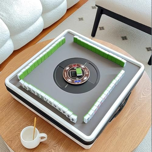 Tragbare Mahjong-Maschine (MinigrößE 53Cm) + 144 Magnetische Spielsteine, Geeignet FüR Den Chinesischen Und Philippinischen Stil, Automatisch Mischender Mah-Jong-Tisch