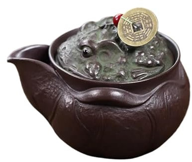 Set De Théières Yixing – Bouilloire Thé Zisha 160ml, Pour Infusion Minerai Brut Pot Argile Violette Faite À La Main, Petite Capacité, Théière Main Forme Crapaud Doré Théières Et Cafetières Service Thé