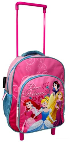 CARTOON Rucksack Trolley mit Fronttasche Schultasche Kindergarten Rucksack 30 cm mit Rollen und ausziehbarem Griff, prinzessinnen, 30
