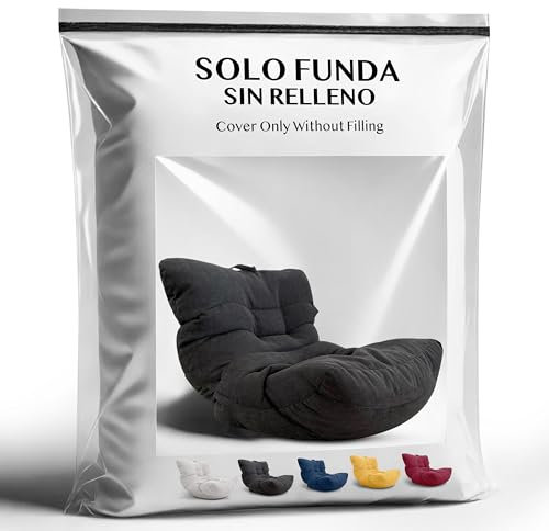 Aiire Funda Puff Salon de Lujo - Sofa Puf Gigante XXL Moderno sin Relleno Incluido - Puffs Grandes para Adultos o Decoracion Habitacion Juvenil - Bean Bag Chair Negro