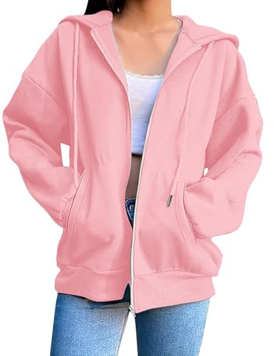 Felpe da donna a maniche lunghe con zip con cappuccio leggere casual a maniche lunghe con tasche cappotti con cappuccio larghi abiti