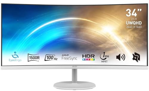 MSI Pro MP341CQWDE・86,4 cm (34)・3440 x 1440 Pixel・UltraWide Quad HD・4 ms・Weiß (9S6-3PB2CT-038)