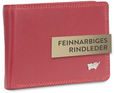 BRAUN BÜFFEL Damen Geldbörse aus echtem Rindsleder Golf mit RFID Schutz - Zetilose Geldbörse mit 4 Kartenfächern - Edles Rot