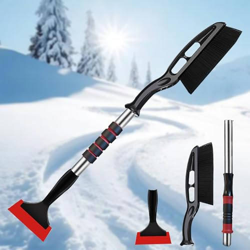 SUODAO Eiskratzer Auto mit Besen, 2 in 1 Schneebesen Auto Stabiler Teleskop Car Scheibenkratzer Lang mit Ergonomischem Schaumstoffgriff Schneebesen Eiskratzer, Car Snow Brush für LKW PKW SUV