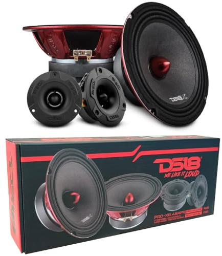 Genérico Kit Set para DS18 Pro-X8.4BMPK, Sistema de Altavoces de 2 vías 20 cm x 200 mm 8, 275 vatios RMS, 550 vatios máx., con 2 Altavoces de Medios y 2 tweeters, 4 ohmios, para Coche, Kit Pareja