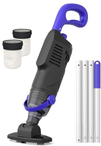Little Shark Akku-Poolstaubsauger für Aufstellpools und Whirlpools, 60-W-Motor, Starke Saugleistung von 18 GPM, kompakter, 5000-mAh-Akku, 60 Minuten Laufzeit (schwarz)