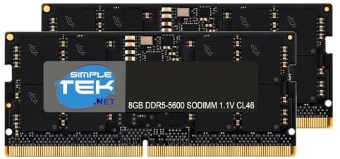 SIMPLETEK - Kit mémoire RAM 16 Go (2 x 8 Go) SODIMM DDR5 - Vitesse 5600 MT/s - Double unité haute performance pour ordinateurs portables et tout-en-un