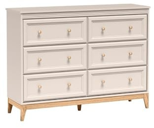 Masseno Kommode CUNEO 135,5 cm Sideboard mit 6 Schubladen und Türen für Wohnzimmer Schlafzimmer Modern 135,5x35x100 cm Kaschmir