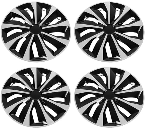 Dioche Copre Coprimozzi Universali da 4 Pezzi da 15 Pollici per 500 e la Maggior Parte delle Auto - Copricerchi in ABS, Design Elegante e Color Argento, Facile Installazione per Ruote in Acciaio