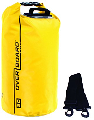 Overboard Wasserdichte Trockenröhrentasche mit verstellbarem Schulterriemen zum Bootfahren, Kajak, Angeln, Rafting, Schwimmen, Camping und Snowboarden, Gelb ,30 Liter