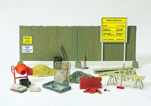 Preiser 1/87 th – pr17177 – Modelleisenbahnen – Betonmischer, Tools, Bretter