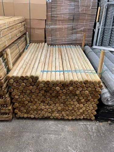 Round Fence Posts | 1.5m (5ft) x 50mm | 10 Pack | Pressure Treated Wooden Stakes