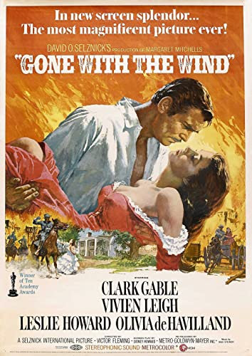 Filmposter, Vintage-Stil, Satinpapier, 280 g/m, A3, Gone with the wind / Vom Winde verweht mit Clark Gable
