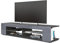 Vladon Lowboard Movie, TV-Kommode mit 4 offenen Fächern und Zierleisten, Schwarz matt/Grau Hochglanz (134 x 29 x 39 cm)