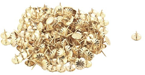 sourcingmap 190pcs Clou Tapissier Pointe Tapissier Clou Tapis Punaise Pour Meuble Décoration Motif fleur métal Meuble Clou ton 10x10mm