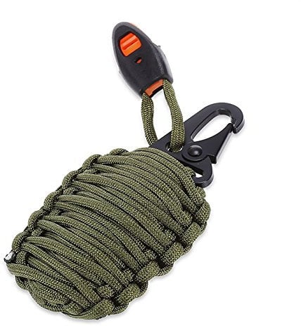 SHOP-STORY - Grenade de Survie - kit de 21 Pièces avec Mousqueton - Vert