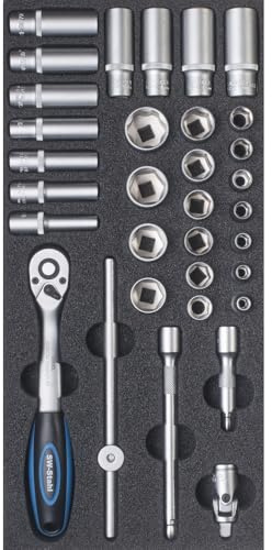 SW STAHL Werkstattwagensortiment, Steckschlüssel 3/8“ mit Ratsche, 33-tlg. Z3013-14