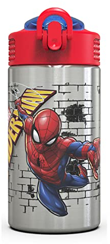 Zak Designs Marvel Comics Spider-Man Stainless Steel Water Bottle, 1 Count (Pack of 1), Spiderman SS