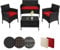 BB Sport Poly Rattan Sitzgruppe 4 Personen Tisch 2 Stühle Sitzbank 5cm Dicke Sitzpolster Balkonmöbel Set Sitzgarnitur Balkon Terrasse Garten Outdoor, Farbe:Titan-Schwarz/Abendsonne