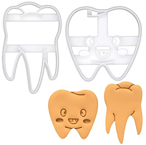 2er Set Zähne Ausstechformen (Formen: Naturgetreuer Zahn und Niedlicher Zahn), 2 Teile, Bakerlogy