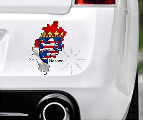 Sticker-Designs 10cm! Klebe-Folie Wetterfest Made-IN-Germany:Hessen-Bundesland-Flagge D15 UV&Waschanlagenfest Auto-Aufkleber Profi-Qualität!