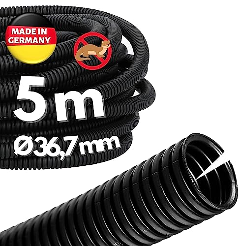 5 Meter Kalitec Wellrohr geschlitzt NW 37 I Wellschlauch offen I Marderschutzrohr I Leerrohr I Kabelschutz AD 42 mm ID 36,7 mm