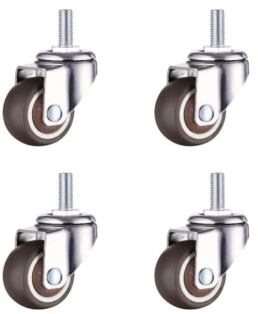 GEOCANG 4 Stück Lenkrollen Rollen für Möbel M10x25mm mit Gewinde Weichgummi TPE Mini Möbelrollen Geeignet für Möbel,Blumenständer (50 mm- 4 Ohne Bremsen)