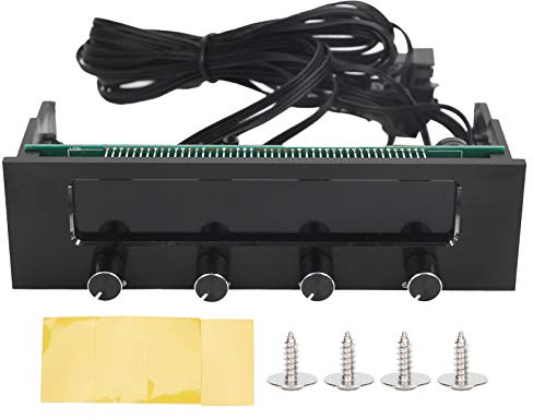 Fdit 4-Kanal-Lüfter-Hub für Desktop-PC, Lüfterdrehzahlregler mit LCD-Bildschirm, Aluminium-Kühlhalterung Kompatibel mit 3-poligem / 4-poligem Lüfter-Netzteil