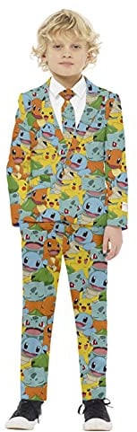 OppoSuits Jungen-Pokémon-Anzug - Pikachu-Outfit - Inklusive Blazer, Hose und Krawatte - Mehrfarbig