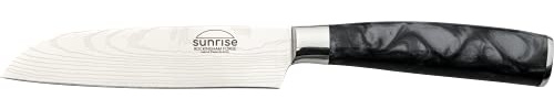 Rockingham Forge Cuchillo Santoku, Serie Sunrise, 5 Pulgadas, Hoja de Acero Inoxidable con Mangos de Resina, Negro Azabache, RF-2104BK