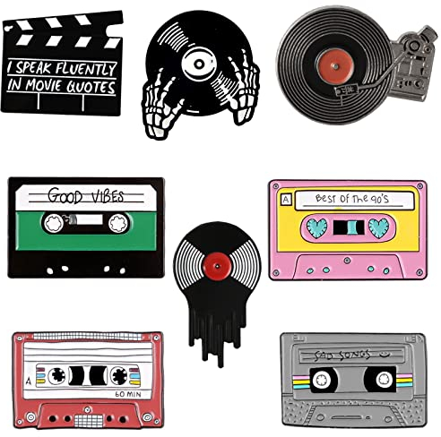 Cartoon Metall Anstecker Pins, Vintage Nostalgic Broschen, Tape Emaille Pin, Grammophon/Schallplatte/Schädel Brosche für Kleidung, Taschen, Jacken Zubehör, DIY Handwerk, Dekor